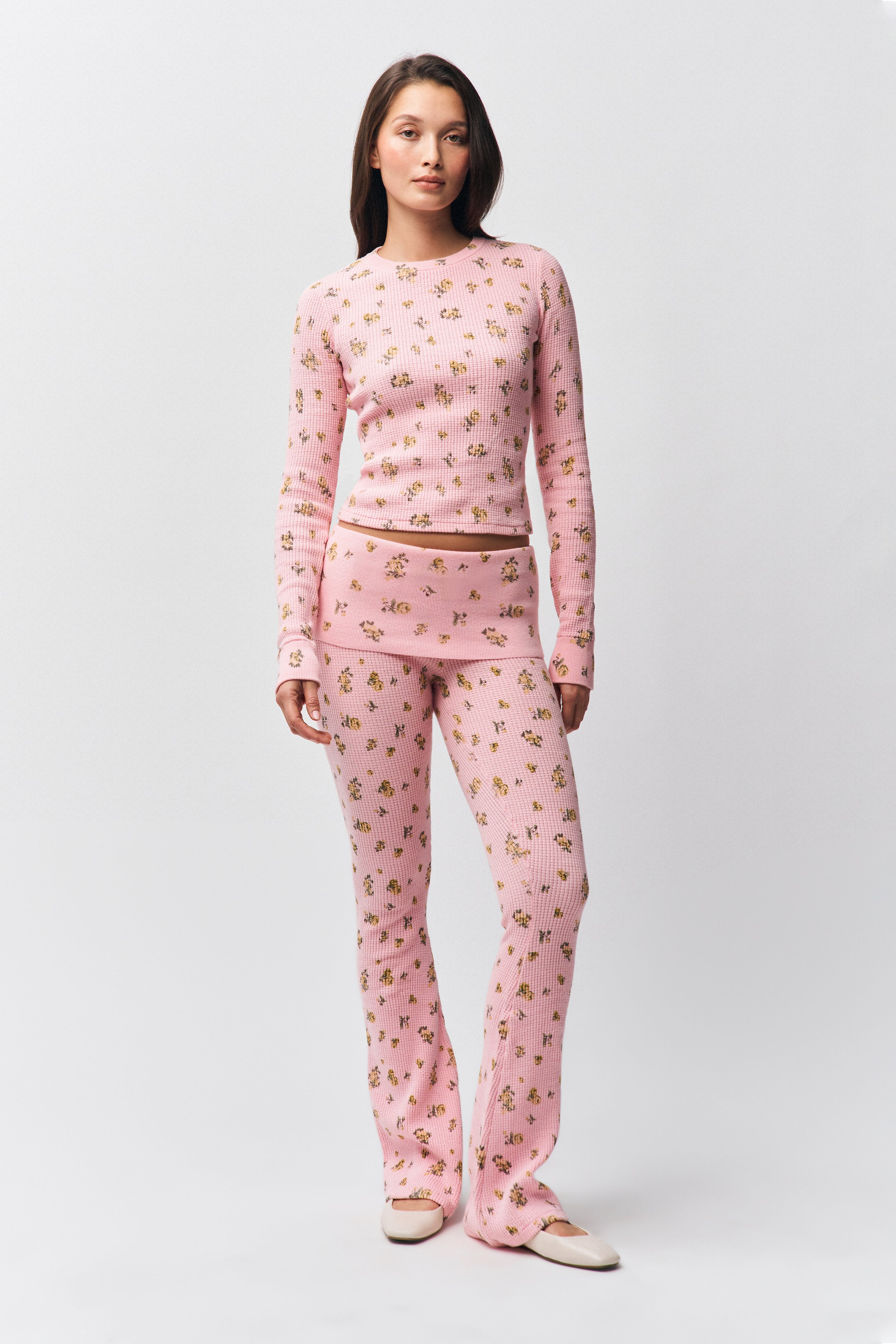 Flared Thermal Pant in Baby Pink