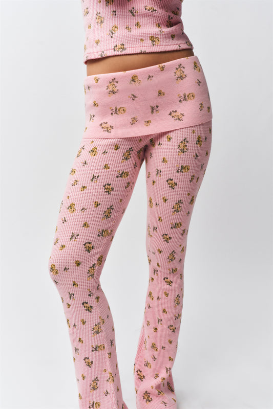 Flared Thermal Pant in Baby Pink