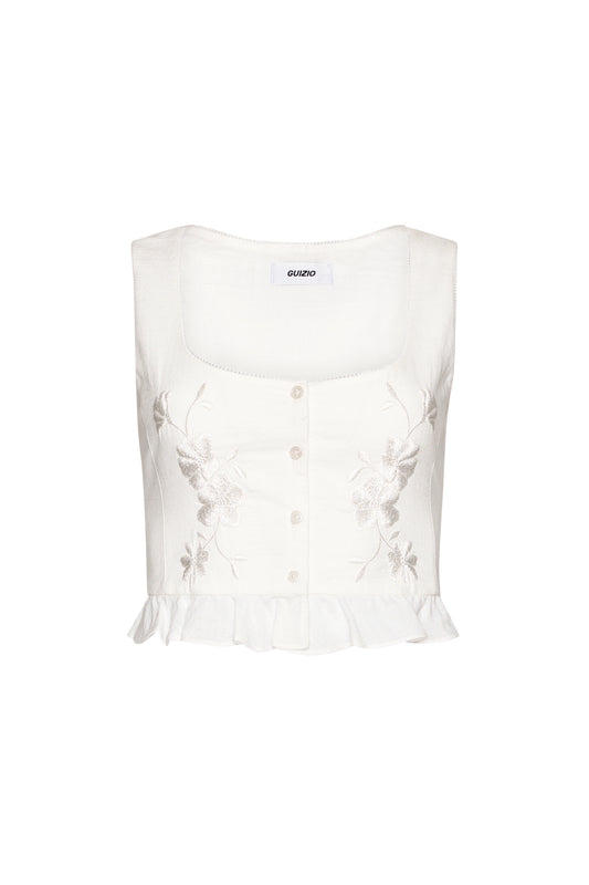 Embroidered Scallop Vest