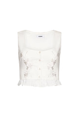 Embroidered Scallop Vest