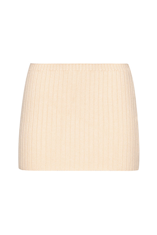 Low-Rise Rib Knit Mini Skirt