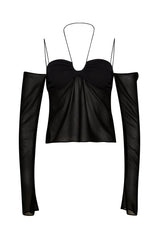 Ruched Chiffon Long Sleeve Top